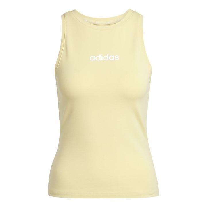 Adidas Women's Yellow Essentials Linear Slim Cotton Tank Top in Size M, Sports Direct