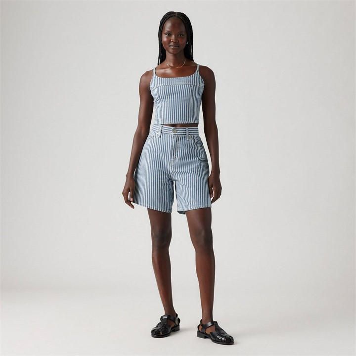 Levis Women's Blue High Baggy Short Luxury Trip Small