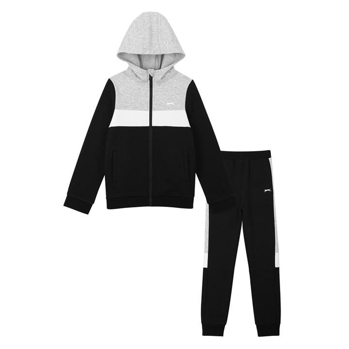 Slazenger Boys Black Fleece Full Zip Track Suit Junior Size 13