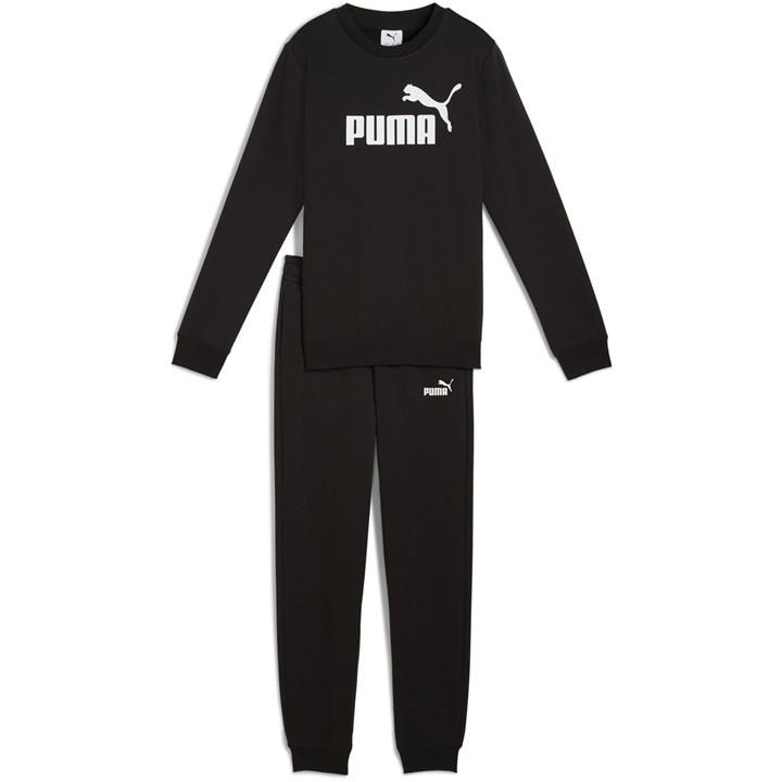 Puma Boys Black Ess No. 1 Logo Crew Fleece Tracksuit in Size 7 - 8 Years, Sports Direct