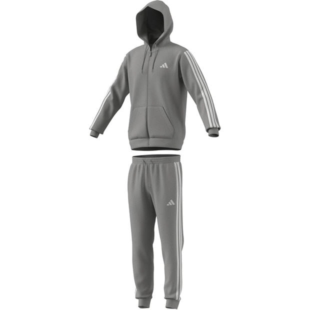 Grey/Black - adidas - 3S Fleece Tracksuit Mens