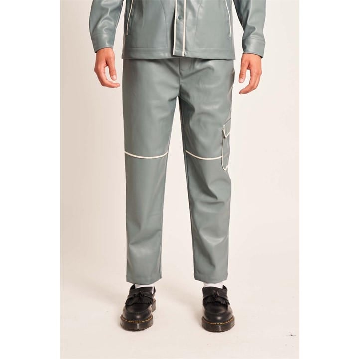 Native Youth Men's Grey Leather Trousers in Size 32, Sports Direct