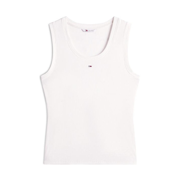 Tommy Jeans Women's White Essentials Rib Tank Top in Size 8, Sports Direct