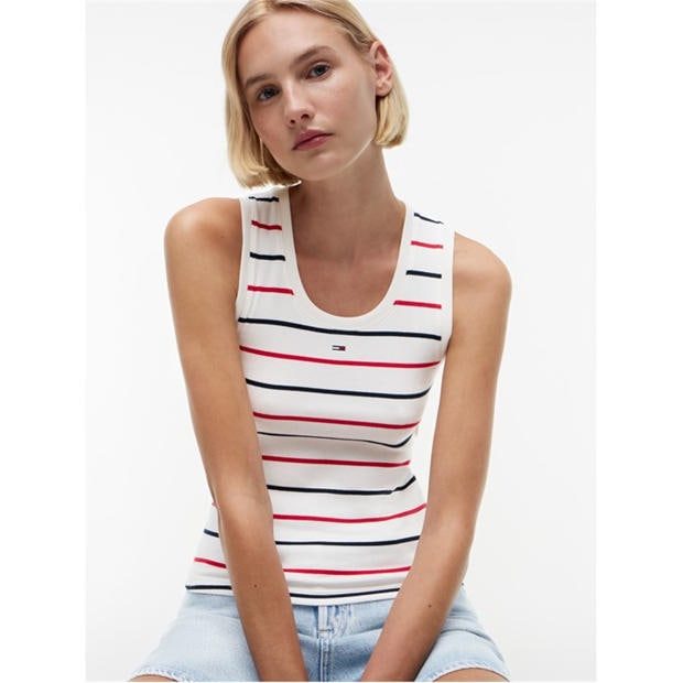 Ecru Stripe - Tommy Jeans - Essentials Rib Tank Top