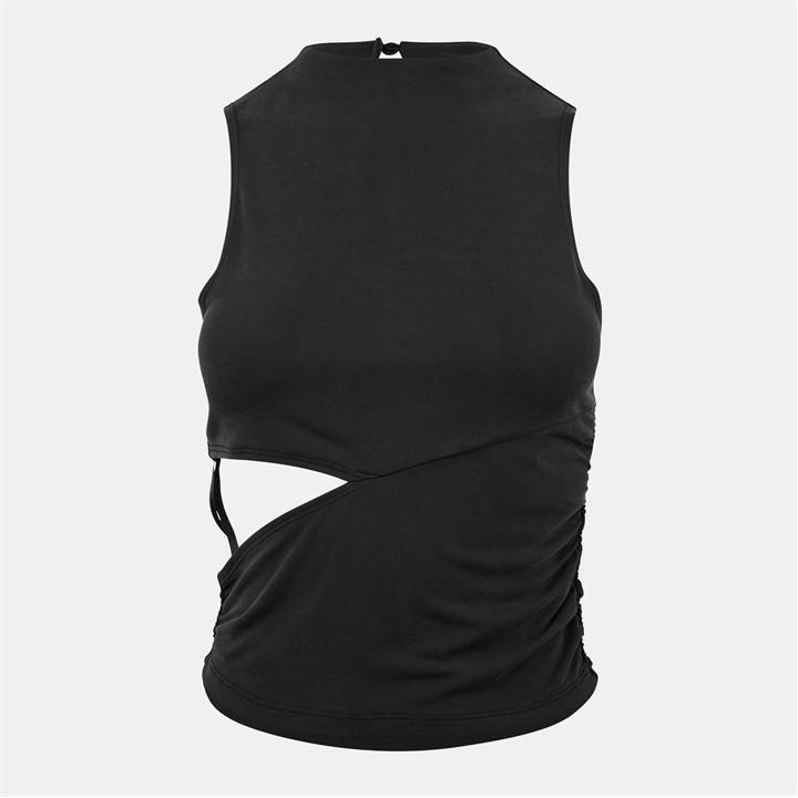 Jack Wills Women's Black Side Slash Vest in Size 12, Sports Direct