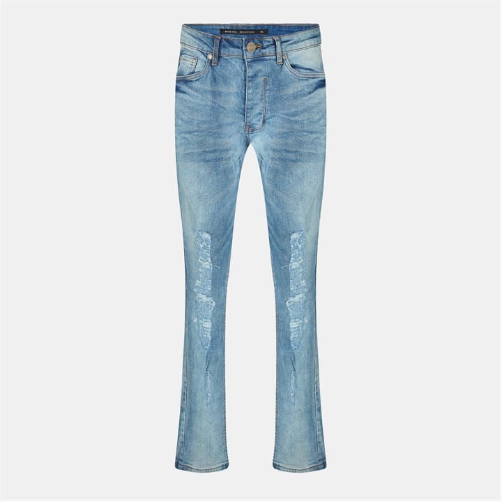 Brave Soul Men's Blue Skinny Fit Jeans With Knee Rips
