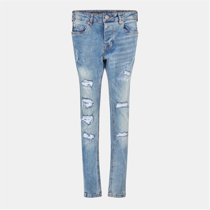 Brave Soul Men's Blue Denim Skinny Jean With Rip Detail