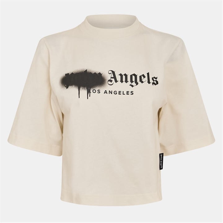 Palm Angels Women's White Spray T Cropped Crop Top in Size 10, Sports Direct