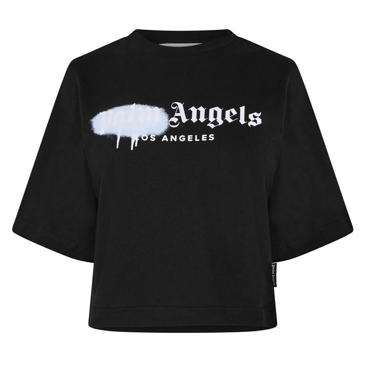 Palm Angels Women's Black Spray T Cropped Crop Top in Size 8, Sports Direct
