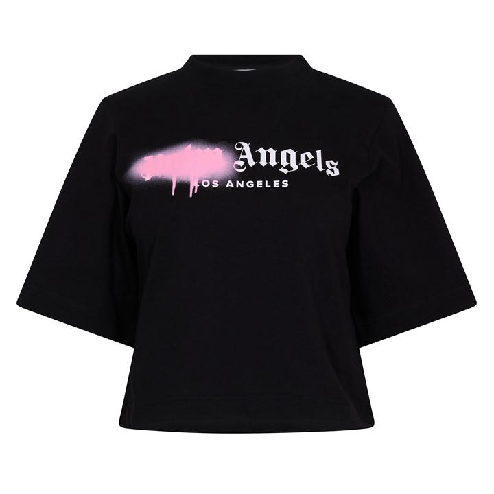 Palm Angels Women's Black Spray T Cropped Crop Top in Size 12, Sports Direct