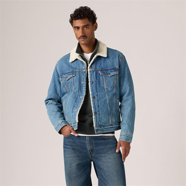 Washed Away - Levis - Men's Type 3 Sherpa Cotton Mix Long Sleeve Denim Jacket
