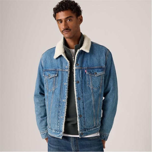 Washed Away - Levis - Men's Type 3 Sherpa Cotton Mix Long Sleeve Denim Jacket