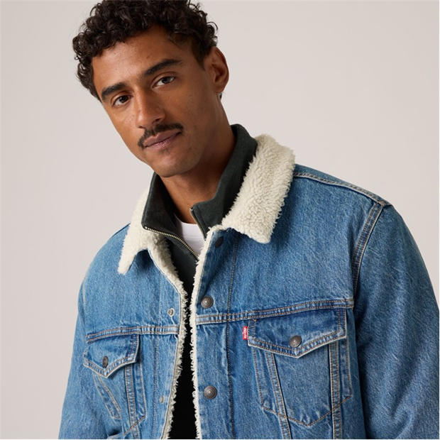 Washed Away - Levis - Men's Type 3 Sherpa Cotton Mix Long Sleeve Denim Jacket