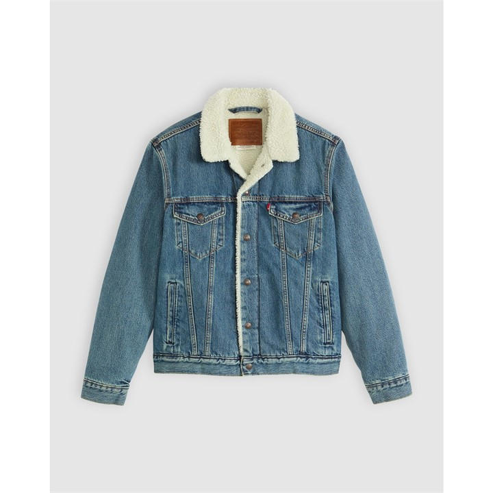 Levis Men's Blue Type 3 Sherpa Cotton Mix Long Sleeve Denim Jacket in Size XS, Sports Direct