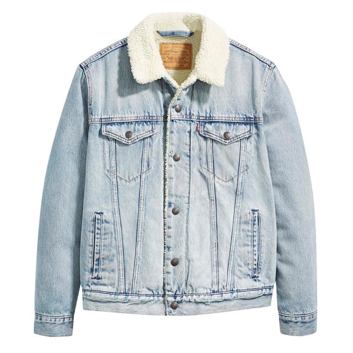 Levis Men's Blue Type 3 Sherpa Cotton Mix Long Sleeve Denim Jacket in Size XS, Sports Direct