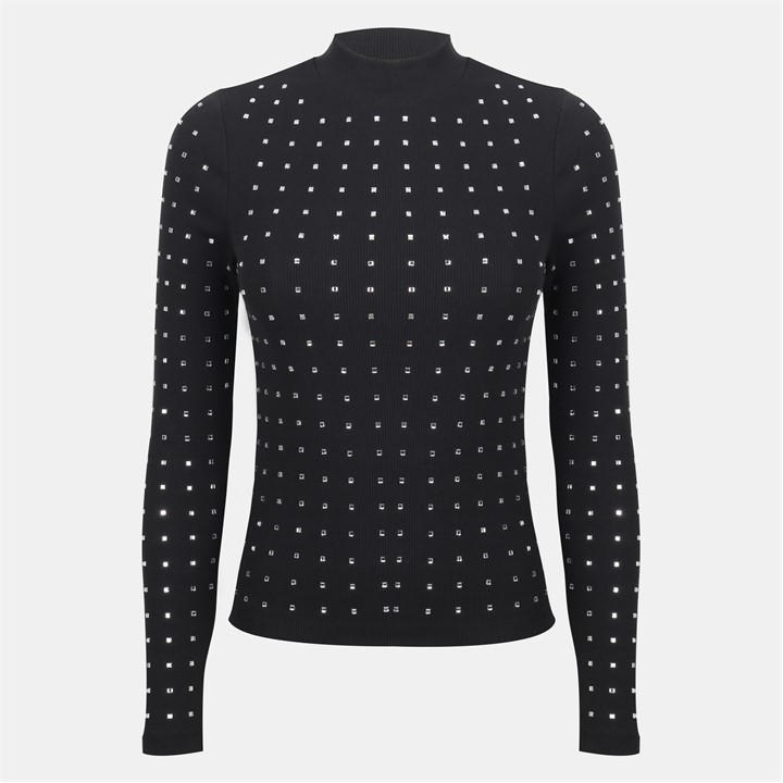Biba Women's Black Ribbed Long Sleeve Top in Size 12, Sports Direct