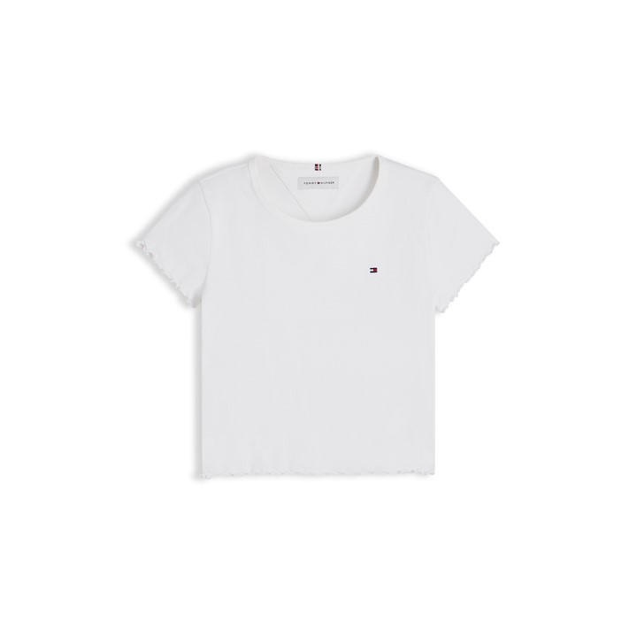 Tommy Hilfiger Girls White Essential Rib Top Ss in Size 9 - 10 Years, Sports Direct