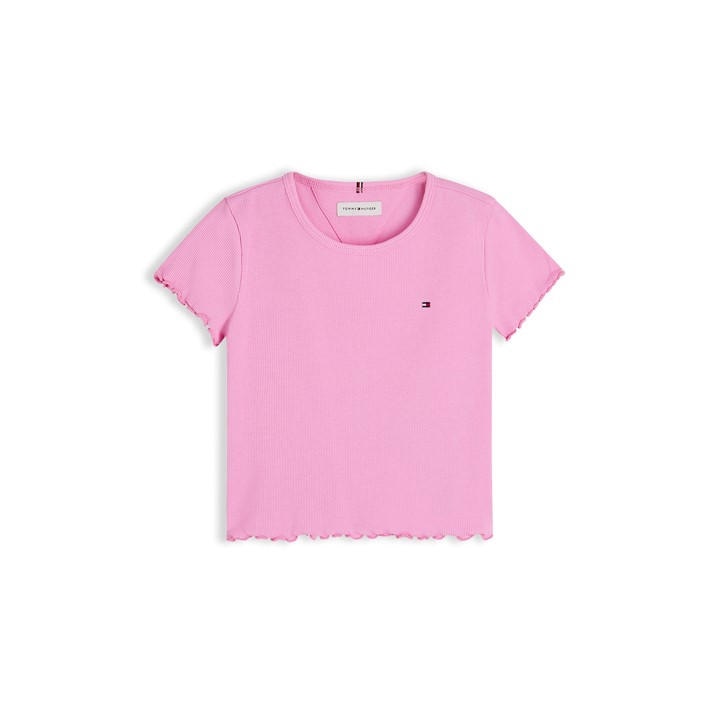 Tommy Hilfiger Girls Pink Essential Rib Top Ss in Size 14 - 16 Years, Sports Direct