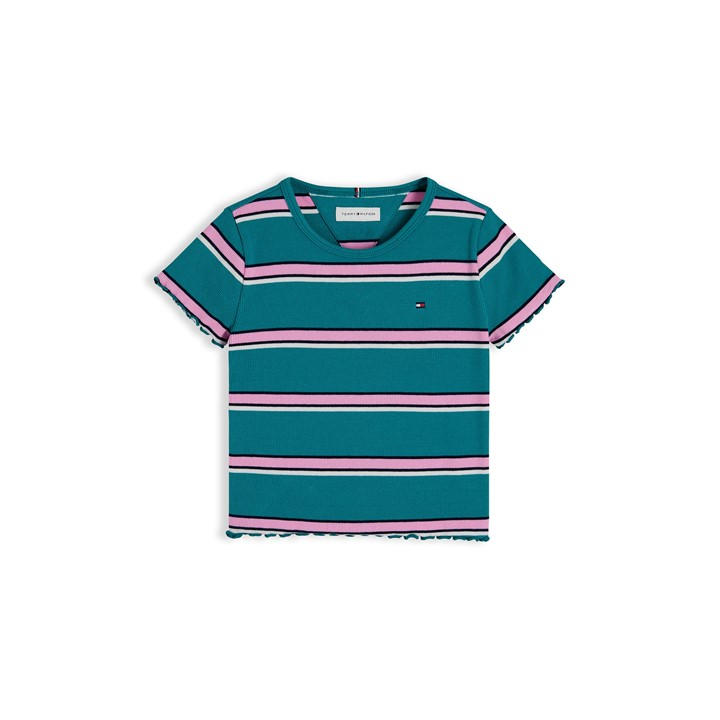 Tommy Hilfiger Girls Green Essential Rib Top Ss in Size 11 - 12 Years, Sports Direct
