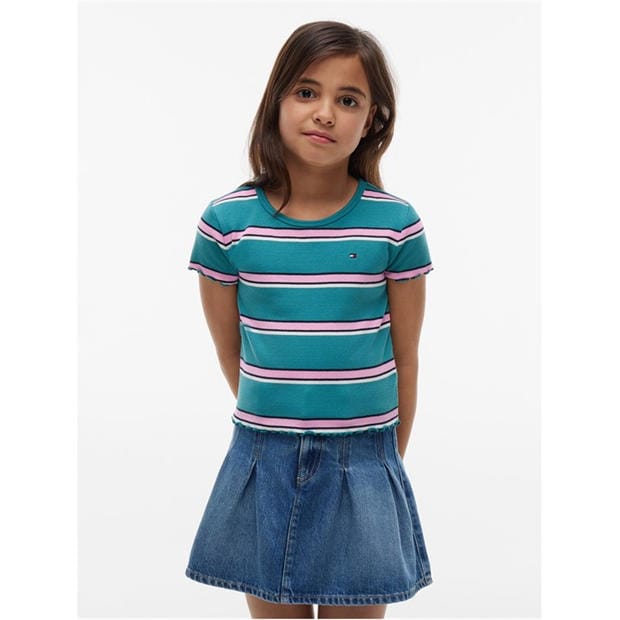 Teal Stripe CT3 - Tommy Hilfiger - Essential Rib Top Ss