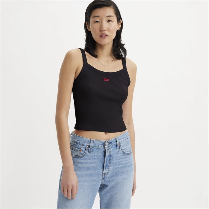 Levis Women's Black Essential Sporty Tank Top in Size 8, Sports Direct