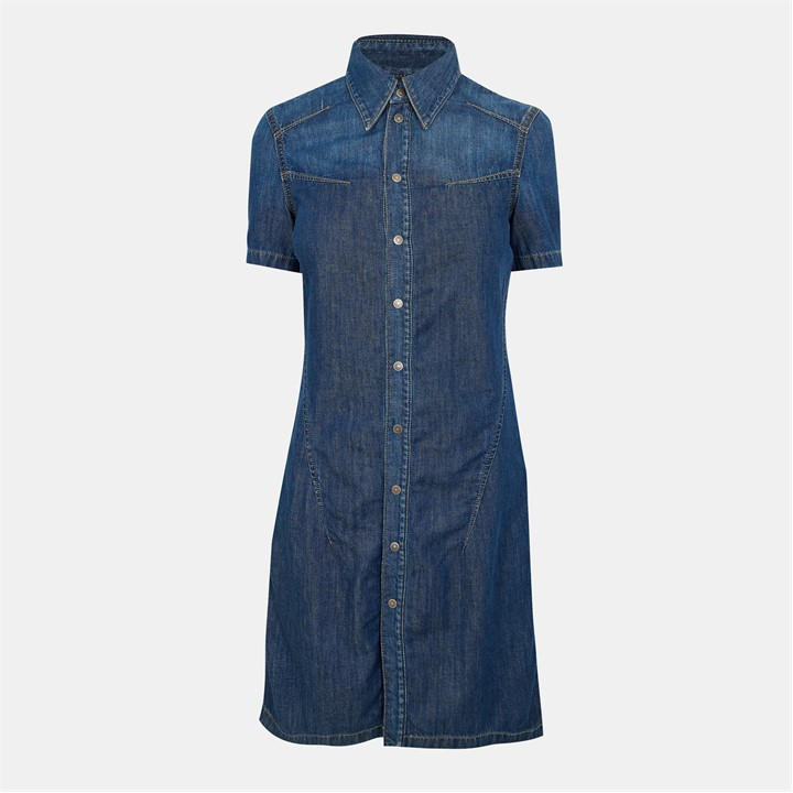Diesel Women's Blue Short-Sleeve Dress Shirt
