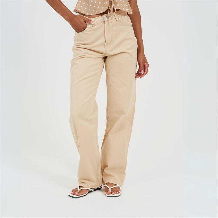 Brave Soul Women's Beige Para Straight Leg Jeans in Size 10, Sports Direct