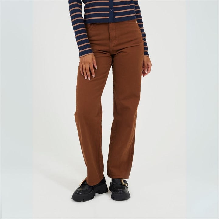 Brave Soul Women's Brown Para Straight Leg Jeans in Size 8, Sports Direct