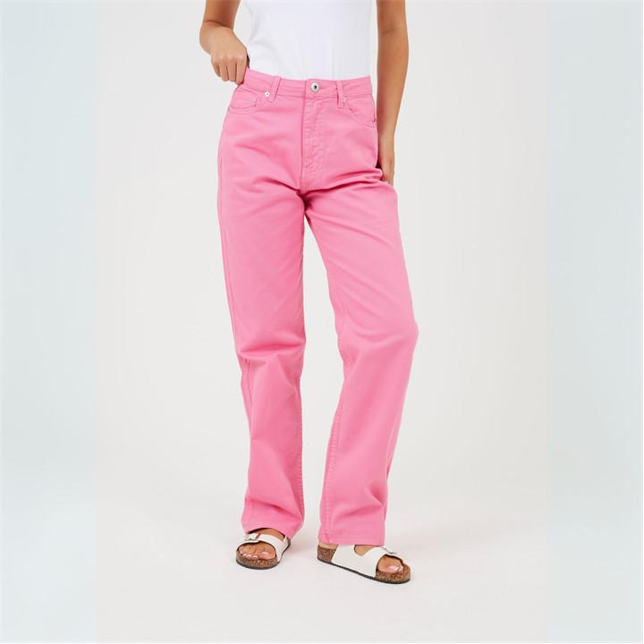 Brave Soul Women's Pink Para Straight Leg Jeans in Size 14, Sports Direct
