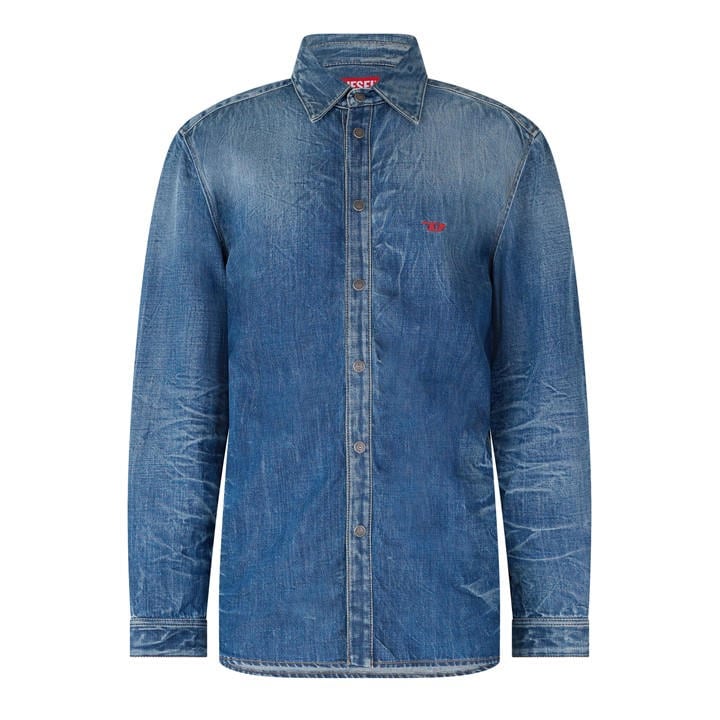Diesel Men's Blue D-Simply-S2 Long Sleeve Denim Shirt in Size M, Sports Direct