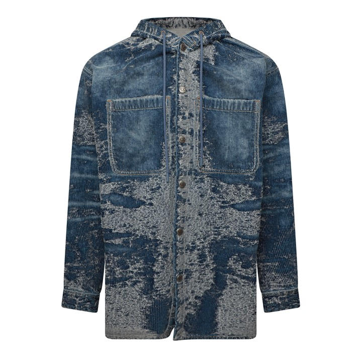 Diesel Men's Blue D-Dewnys-Hood Long Sleeve Denim Shirt in Size XL, Sports Direct