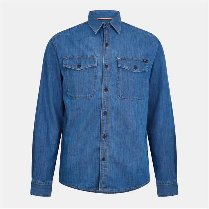 Replay Men's Blue Long Sleeve Denim Shirt in Size M, Sports Direct