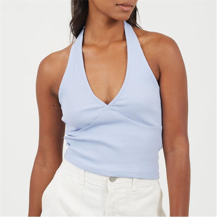 Brave Soul Women's Blue Strappy Crop Top in Size 14, Sports Direct