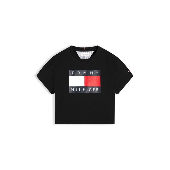 Tommy Hilfiger Girls Black Kids' Crop Top in Size 8 - 9 Years, Sports Direct