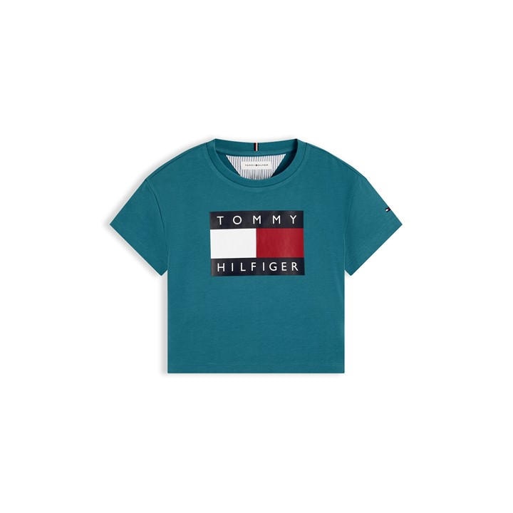 Tommy Hilfiger Girls Green Kids' Crop Top in Size 9 - 10 Years, Sports Direct