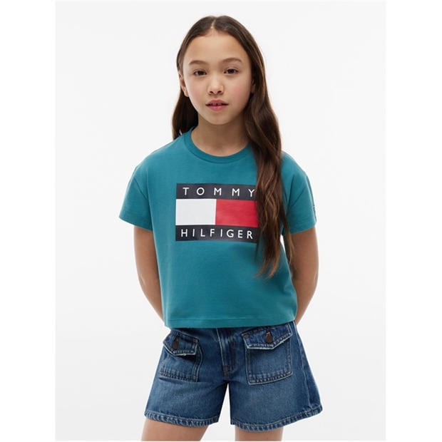 Teal CT3 - Tommy Hilfiger - Kids' Crop Top