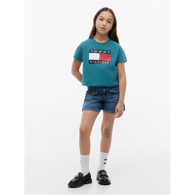 Teal CT3 - Tommy Hilfiger - Kids' Crop Top