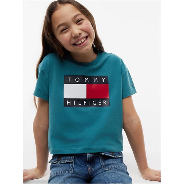 Teal CT3 - Tommy Hilfiger - Kids' Crop Top