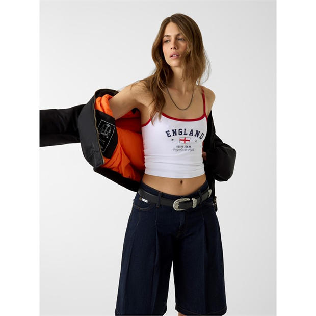 England White - Guess - Womens England World Cup™ Tank Strappy Crop Top