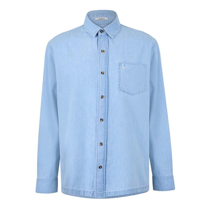 Jack Wills Men's Blue Chambray Long Sleeve Denim Shirt in Size 2XL, Sports Direct