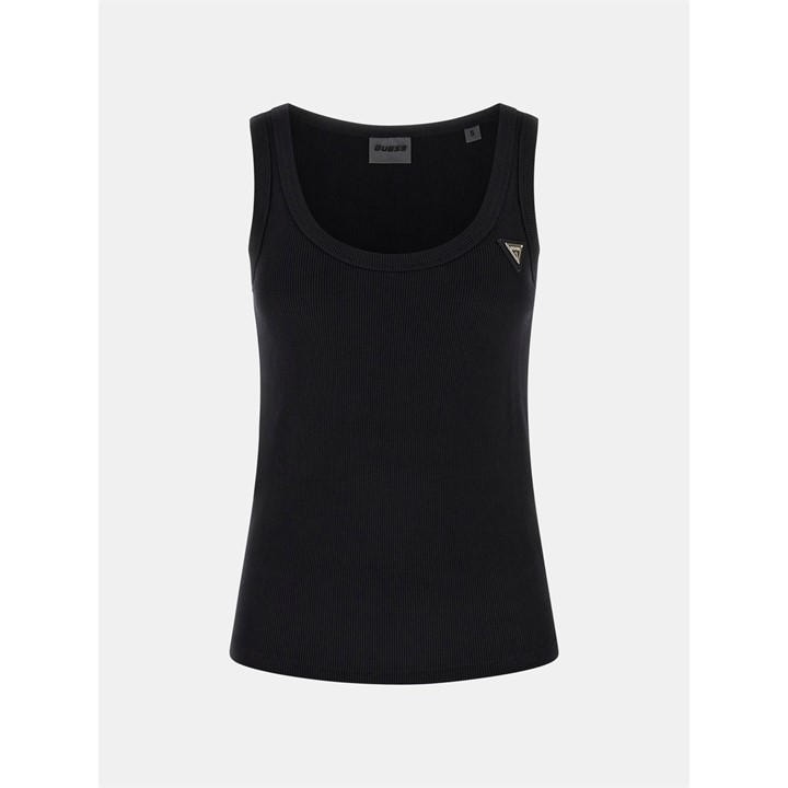 Guess Women's Black Colette Rib Tank Vest in Size 10, Sports Direct