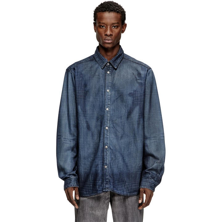 Diesel Men's Blue Long Sleeve Denim Shirt in Size L, Sports Direct