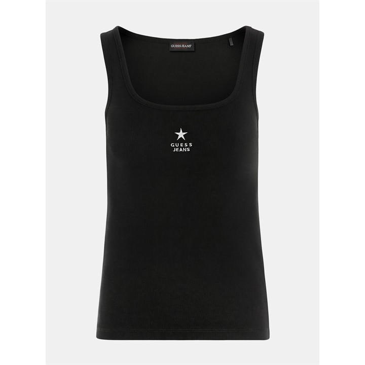 Guess Women's Black Embroidered Star Tank Vest in Size 10, Sports Direct