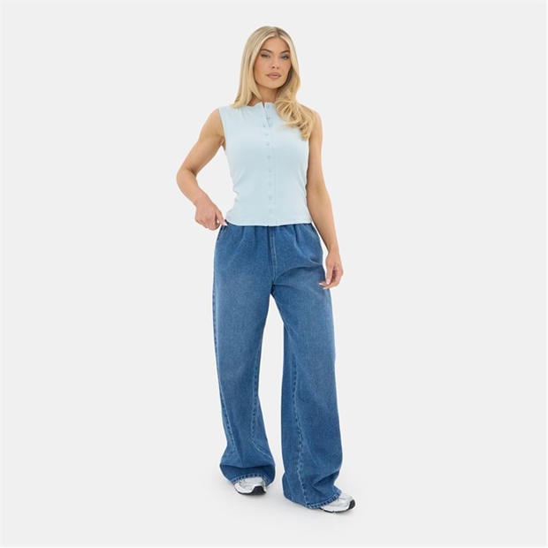 Светло синьо - I Saw It First - Rib Button Top