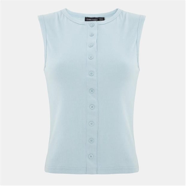 Светло синьо - I Saw It First - Rib Button Top