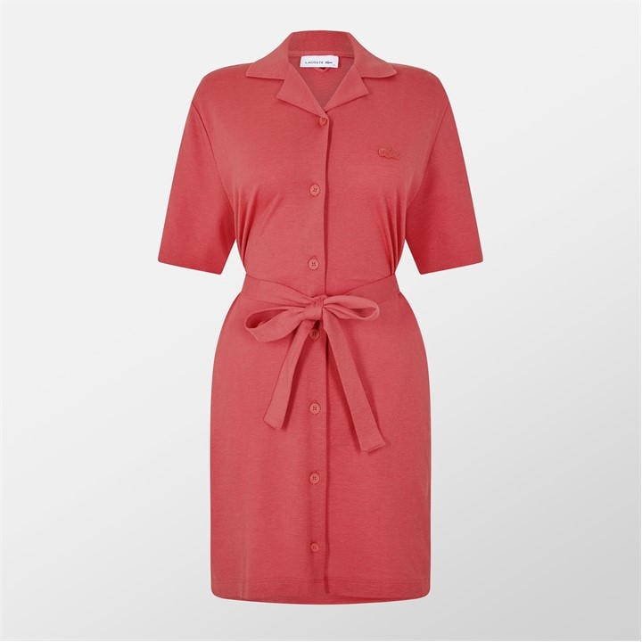 Lacoste Women's Red Short-Sleeve Dress Shirt in Size 6, Sports Direct