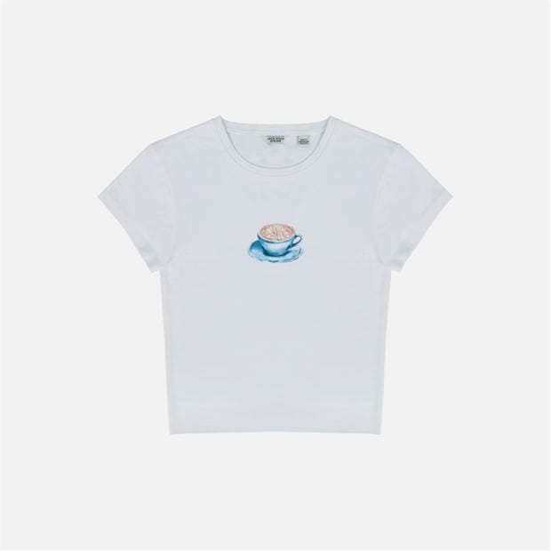 Coffee - Jack Wills - Women's Graphic Cotton Short Sleeve Crew Neck Print Crop Top