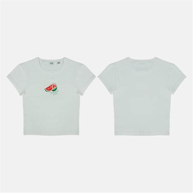 Watermelon - Jack Wills - Women's Graphic Cotton Short Sleeve Crew Neck Print Crop Top