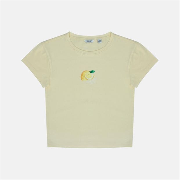 Lemon - Jack Wills - Women's Graphic Cotton Short Sleeve Crew Neck Print Crop Top