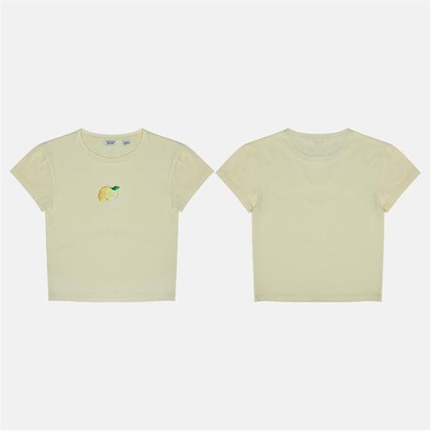 Lemon - Jack Wills - Women's Graphic Cotton Short Sleeve Crew Neck Print Crop Top